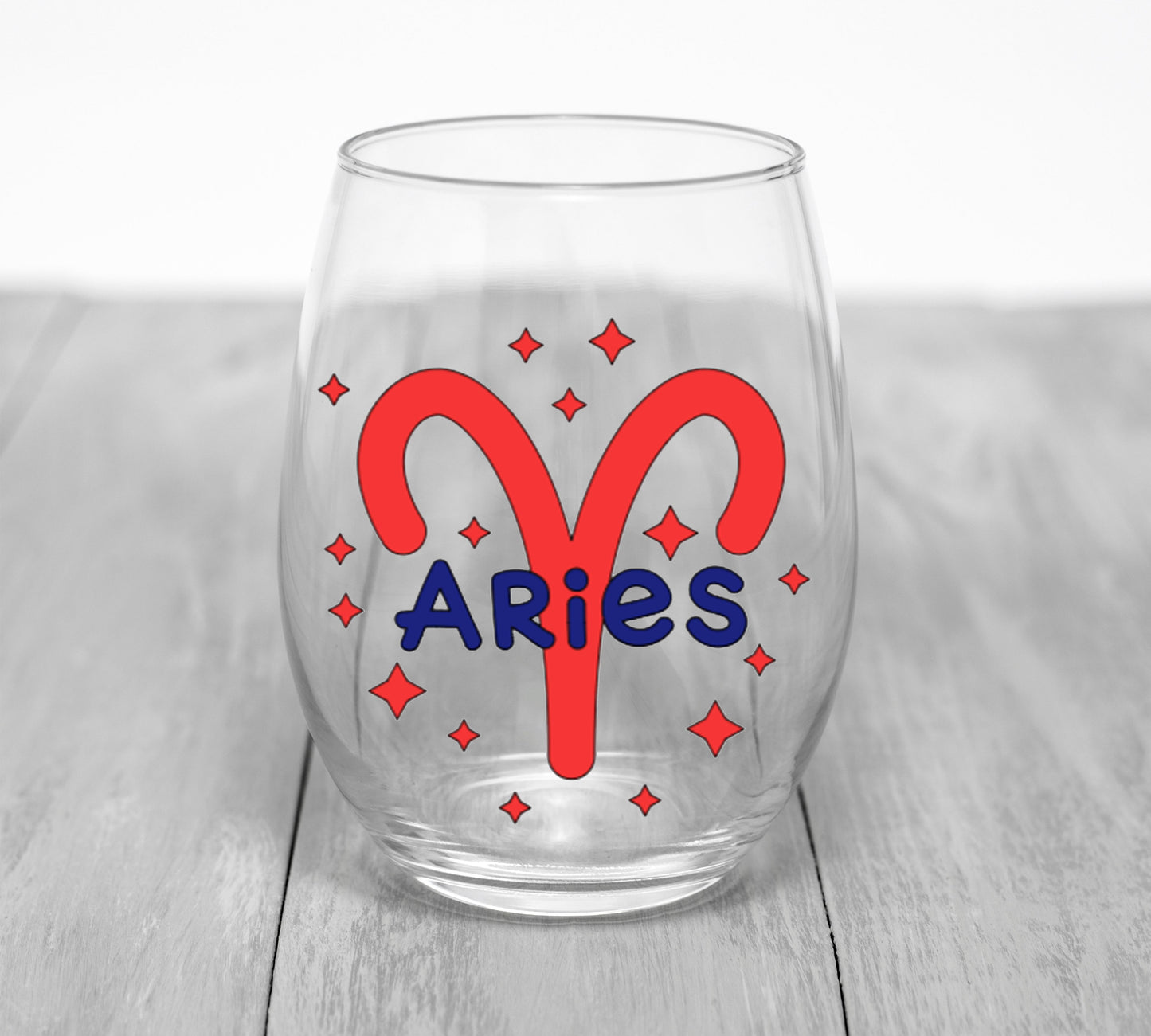 Custom Zodiac Sign Wine Glass Wine Glass Time and Timeless Designz by Dee Aries 