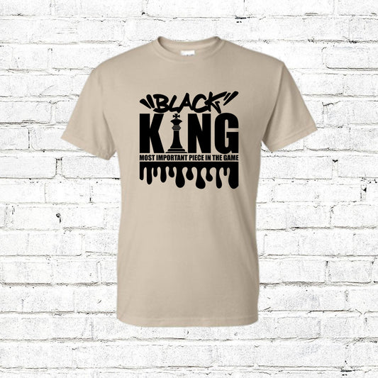 Black King Chess T-Shirt Shirts Time and Timeless Designz by Dee Small Sand 