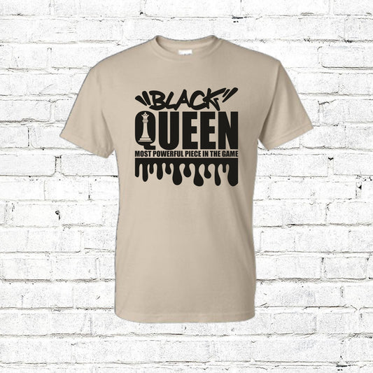 Black Queen Chess T-Shirt Shirts Time and Timeless Designz by Dee Small Sand 