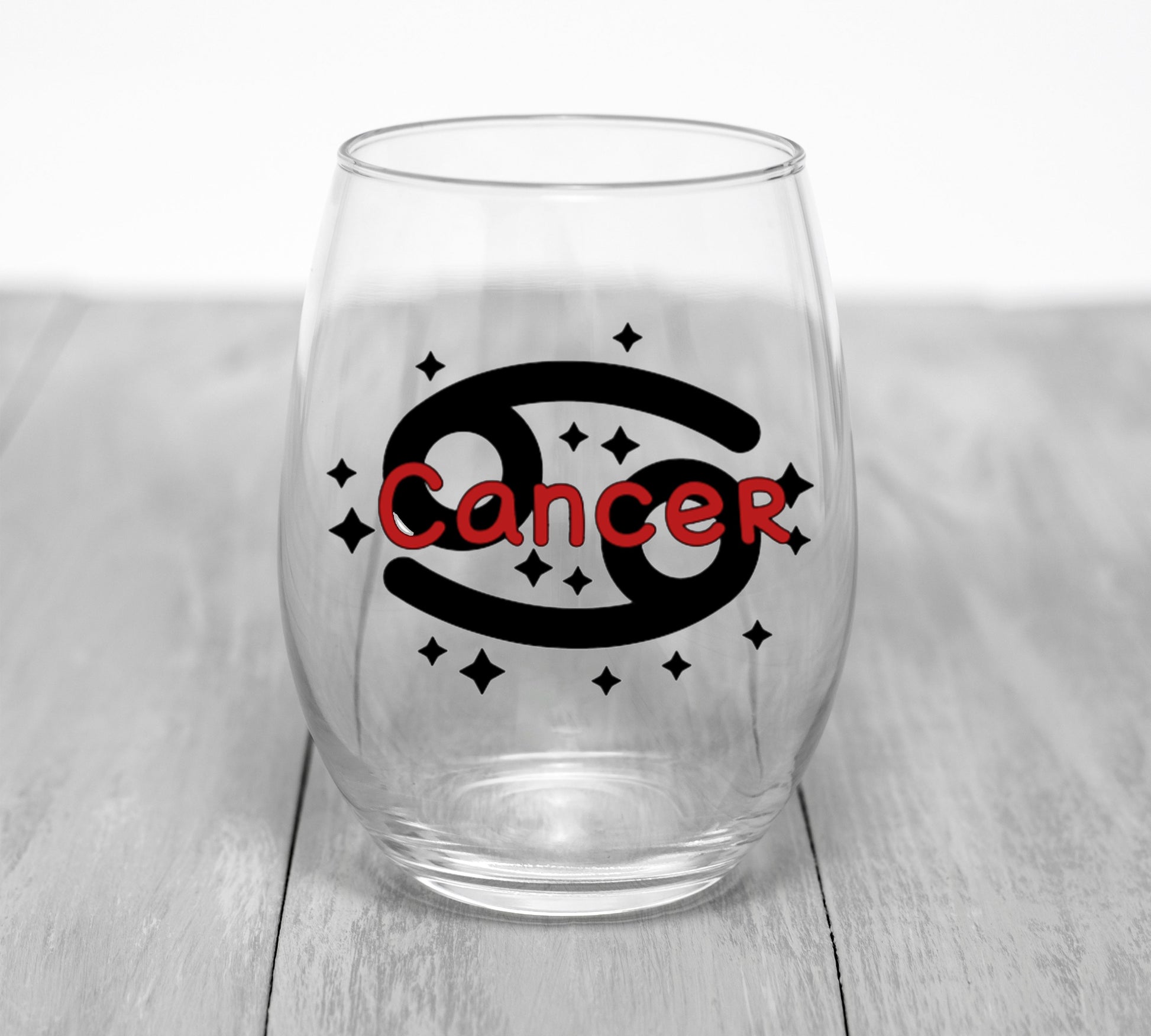 Custom Zodiac Sign Wine Glass Wine Glass Time and Timeless Designz by Dee Cancer 