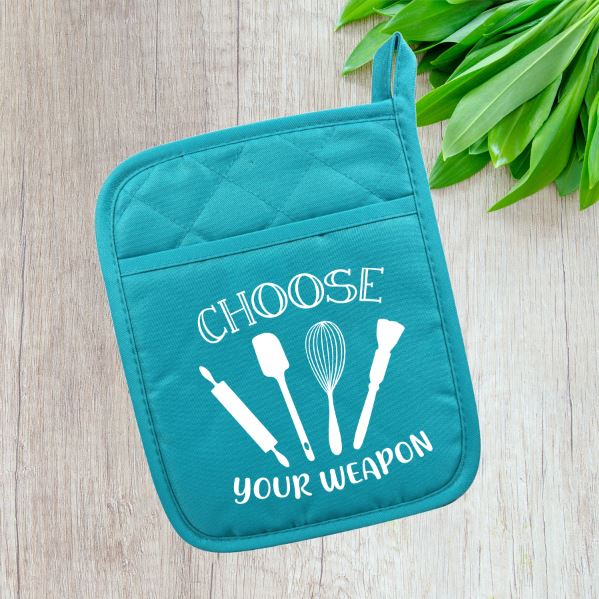 Choose Your Weapon Pot Holder Pot Holder Time and Timeless Designz by Dee Turquoise 