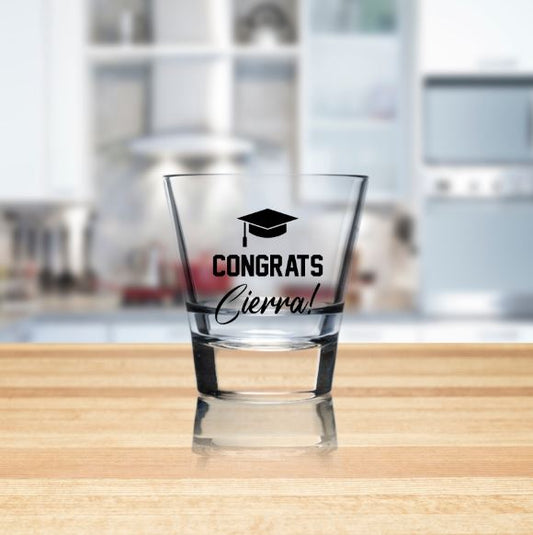 Personalized Congrats Grad! Shot Glass Shot Glasses Time and Timeless Designz by Dee 