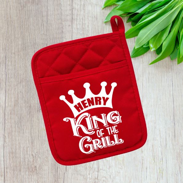 Personalized King of the Grill Pot Holder Pot Holder Time and Timeless Designz by Dee Red 