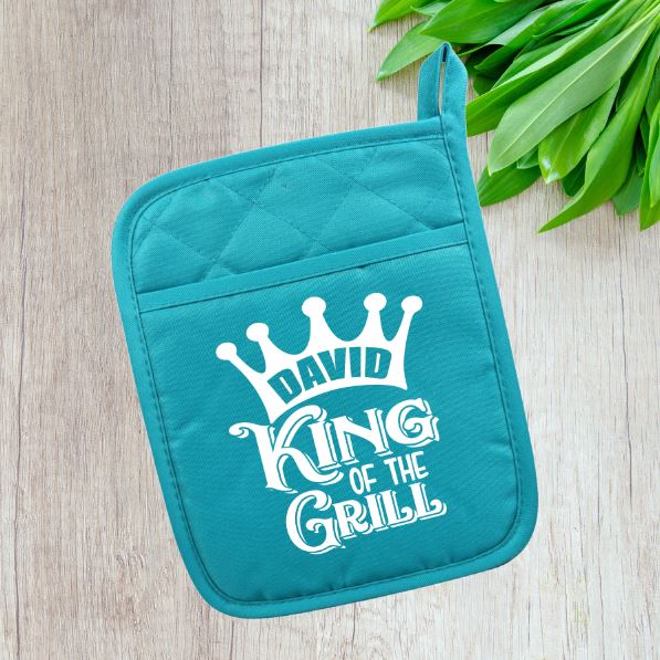 Personalized King of the Grill Pot Holder Pot Holder Time and Timeless Designz by Dee Turquoise 