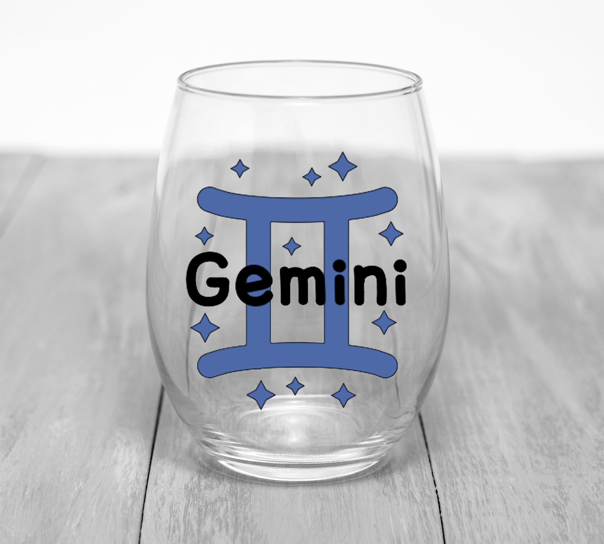 Custom Zodiac Sign Wine Glass Wine Glass Time and Timeless Designz by Dee Gemini 