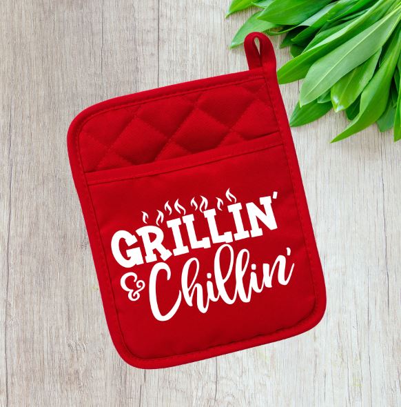 Grillin' & Chillin' Pot Holder Pot Holder Time and Timeless Designz by Dee Red 