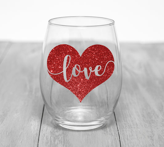 Love Wine Glass Wine Glass Time and Timeless Designz by Dee 