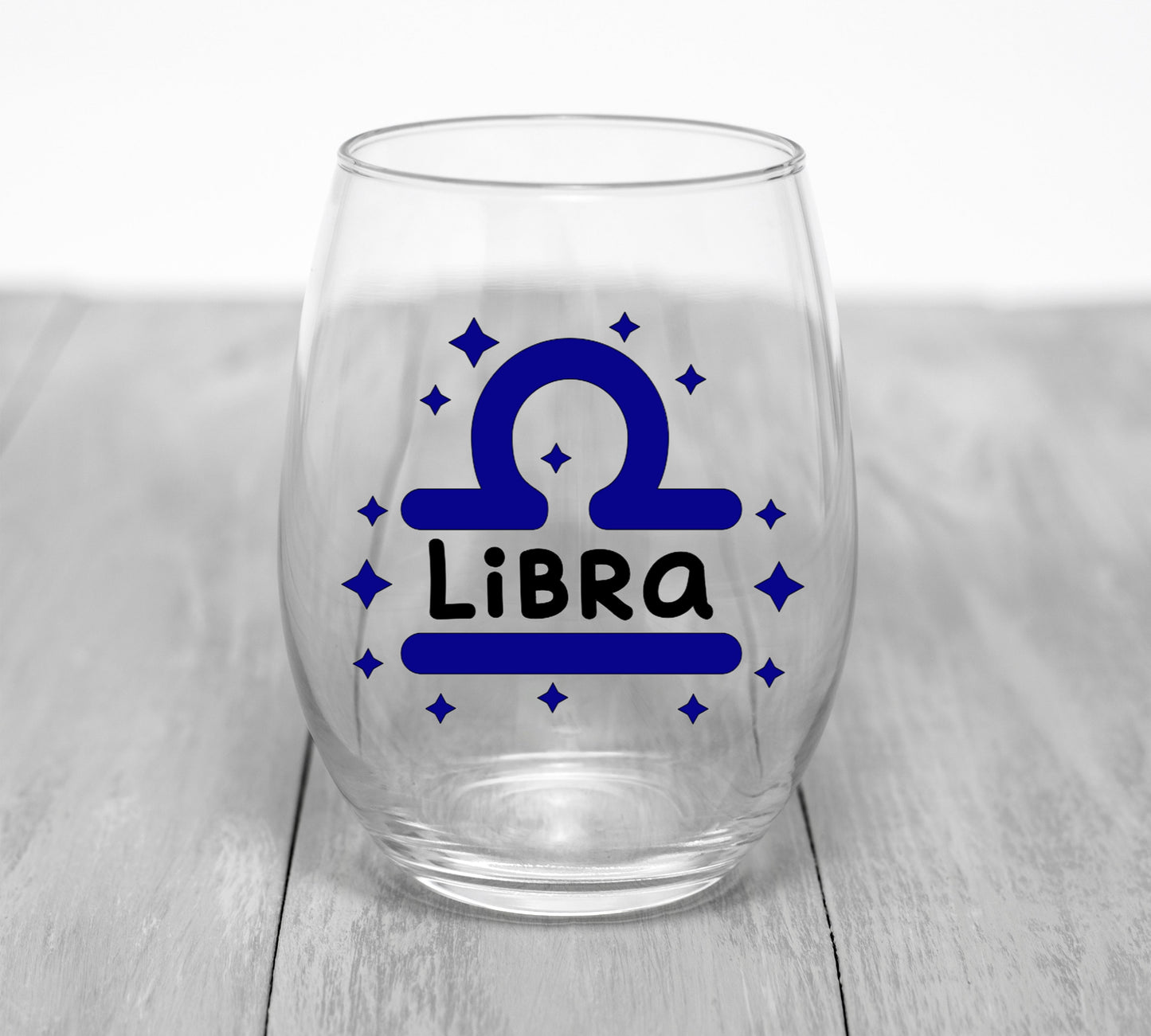 Custom Zodiac Sign Wine Glass Wine Glass Time and Timeless Designz by Dee Libra 