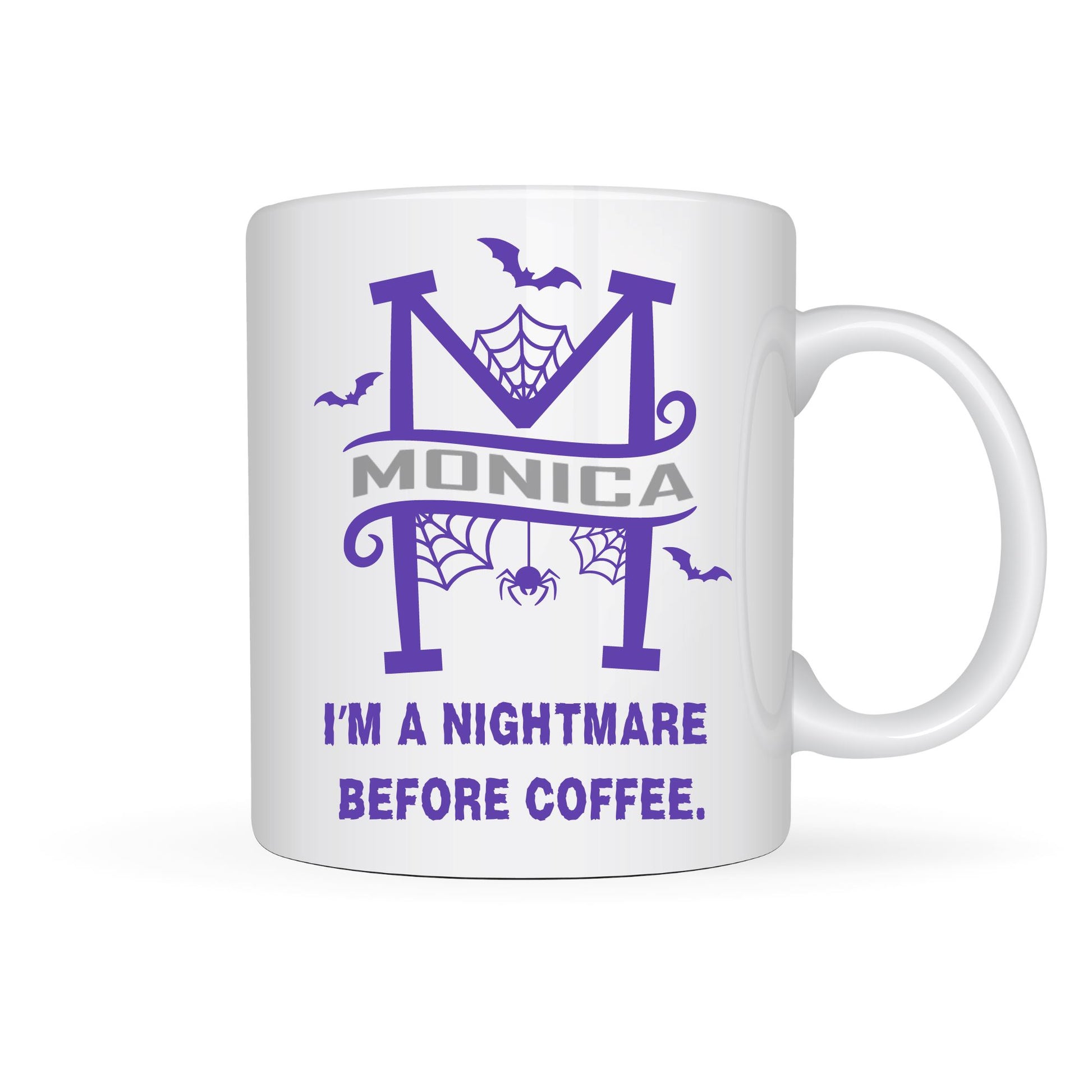 Monogram "I'm a Nightmare Before Coffee" Personalized Halloween Coffee Mug Coffee Mug Timeless Designz 