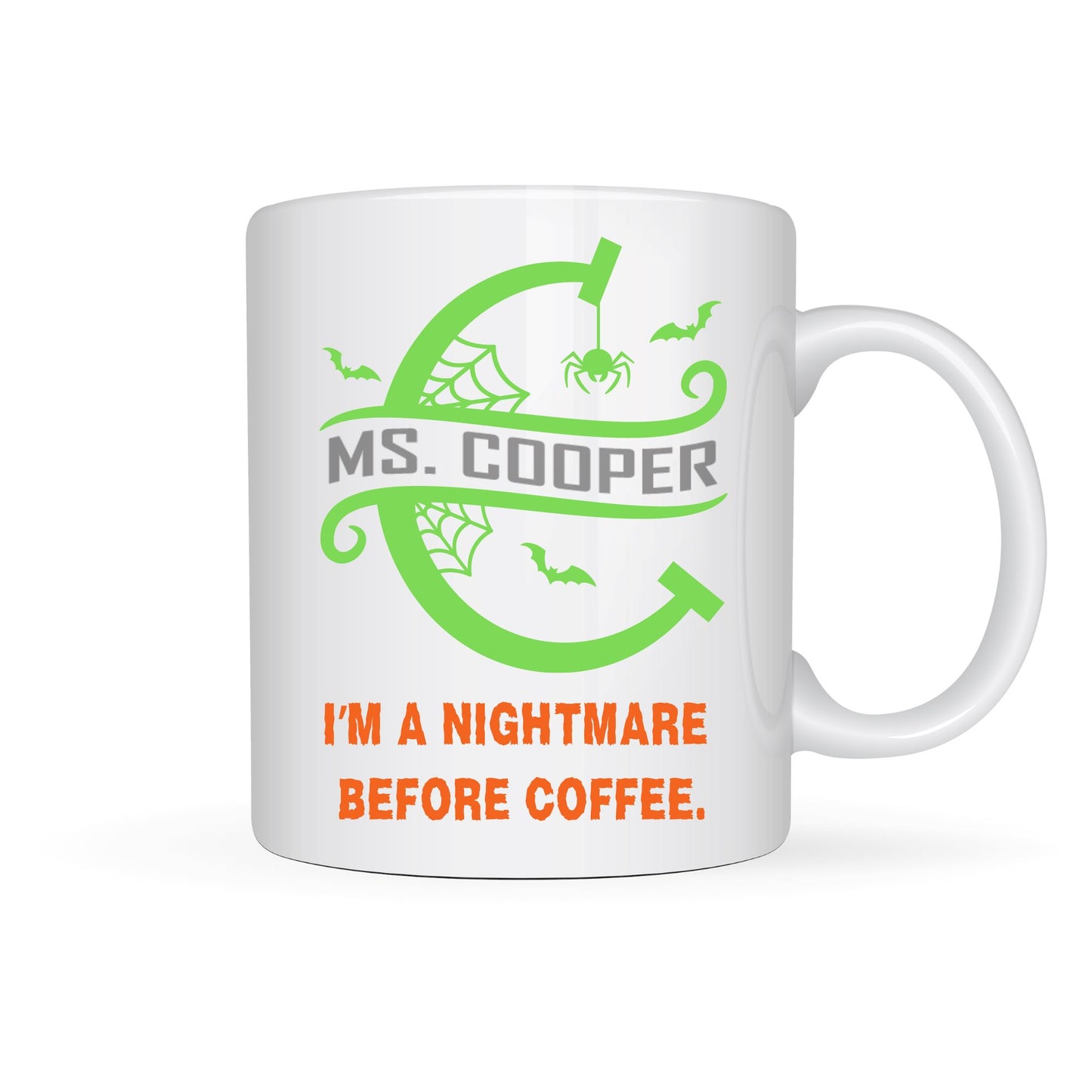 Monogram "I'm a Nightmare Before Coffee" Personalized Halloween Coffee Mug Coffee Mug Timeless Designz 