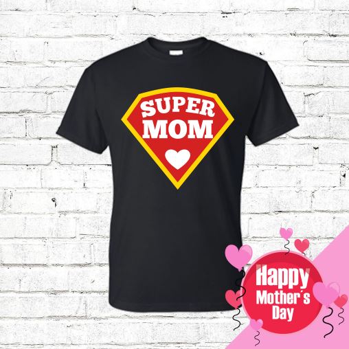 Super Mom T-Shirt Shirts Time and Timeless Designz by Dee Small Black 
