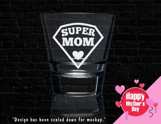 Etched Super Mom Shot Glass Shot Glasses Time and Timeless Designz by Dee 