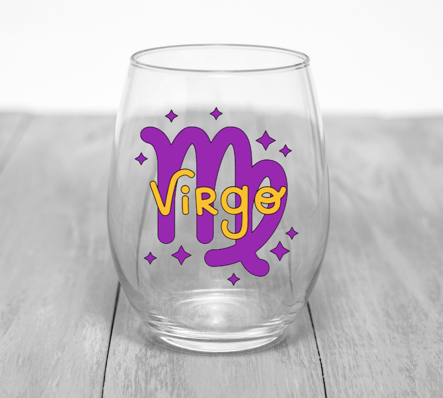 Custom Zodiac Sign Wine Glass Wine Glass Time and Timeless Designz by Dee Virgo 